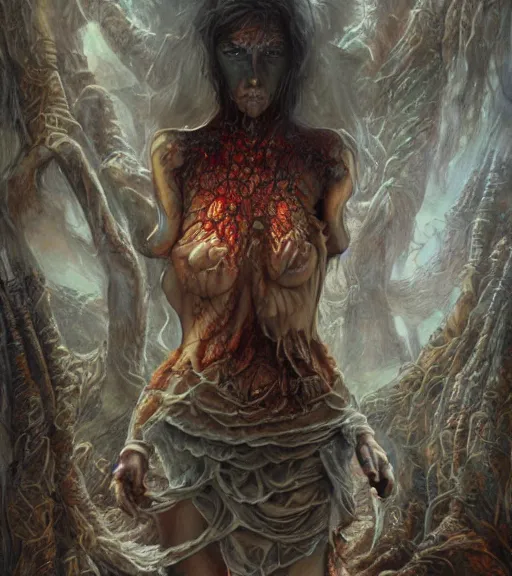 Image similar to stranger psycho by alexandera fomina, julie heffernan, dariusz zawadzki, tomasz alen kopera, 8 k, hyper detailed.