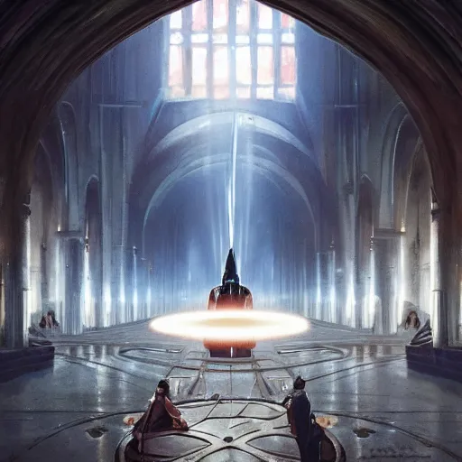 Prompt: a portrait of elon musk radiating holy light in a cavernous cathedral,in the style of greg rutkowski,epic lighting,Postmodernism style,Masterpieces,oil on canvas