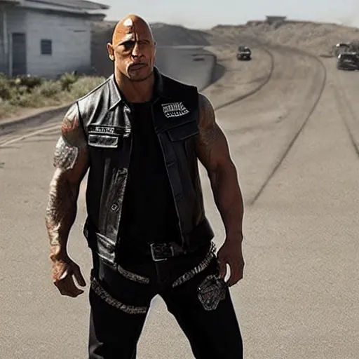 Image similar to dwayne johnson in sons of anarchy 4 k detailed