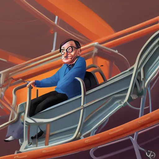 Image similar to stylized stephen hawking on roller coaster, minimalist ben hur, loftis, cory behance hd by jesper ejsing, by rhads, makoto shinkai and lois van baarle, ilya kuvshinov, rossdraws global illumination