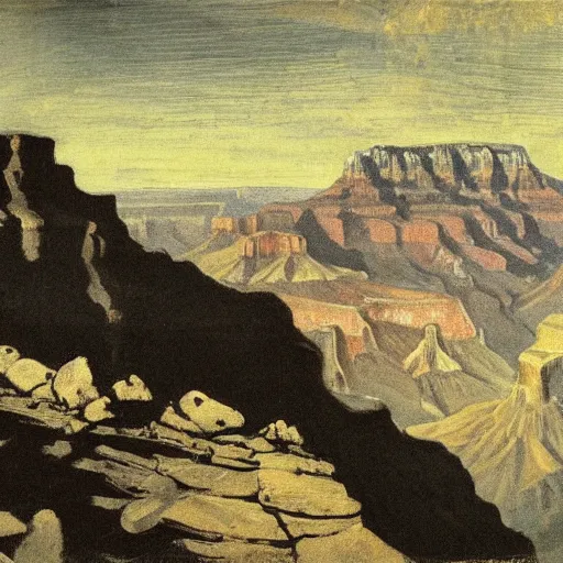 Prompt: Grand Canyon scene by Goya. FROG! FROG! FROG! FROG!