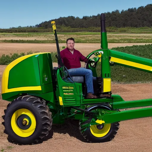 Image similar to elon musk driving a john deere