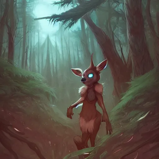 Prompt: trail cam footage of a skin walker cryptid, art by lois van baarle and loish and ross tran and rossdraws and sam yang and samdoesarts and artgerm and saruei and disney, digital art, highly detailed, intricate, sharp focus, trending on artstation hq, deviantart, unreal engine 5, 4 k uhd image