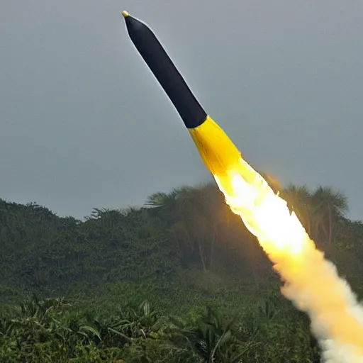 Image similar to a banana rocket launched from the launch pad at wenchang space launch site in hainan, china