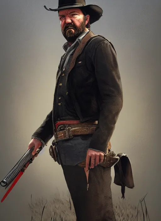 Image similar to highly detailed full body portrait of ricky gervais red dead redemption art, unreal engine, fantasy art by greg rutkowski