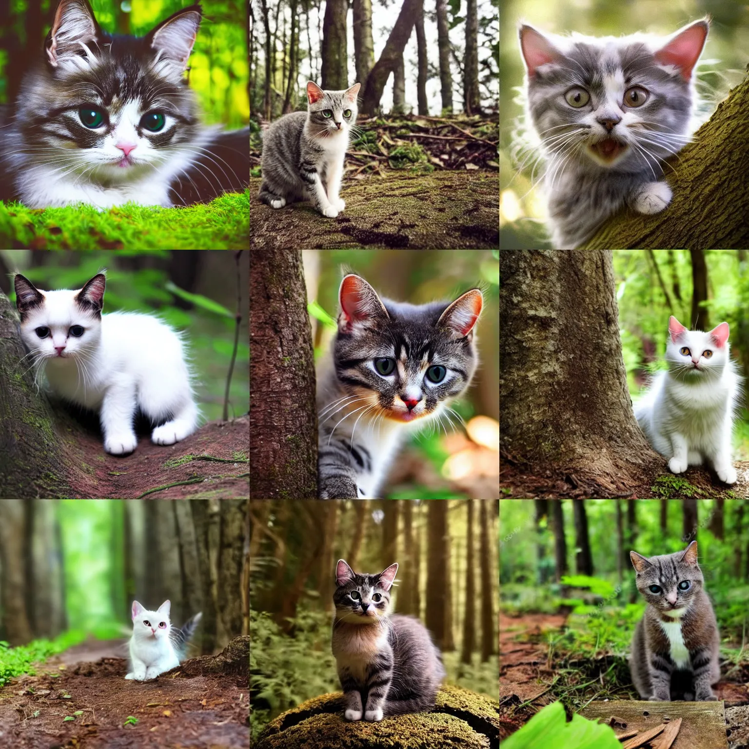 Prompt: cute cat in the forest