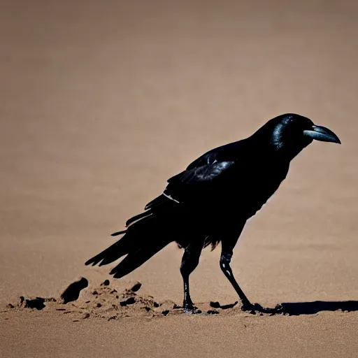 Prompt: A crow hovers over Sandman's head highly detailed, sharp focus