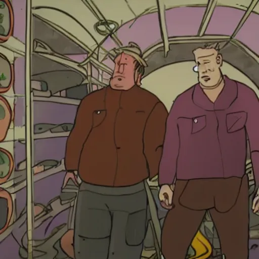 Prompt: found footage of lars and bill, the scientists, emerging from the sewers, guilty