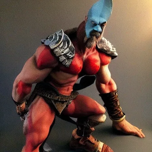 Image similar to Cute sculpture of full body Kratos,