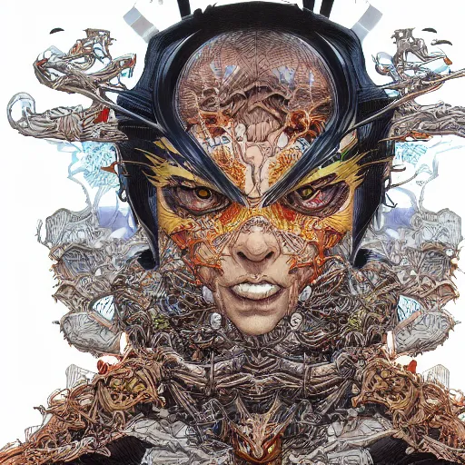 Image similar to portrait closeup of crazy palpatin, symmetrical, hyper detailed, by yoichi hatakenaka, masamune shirow, josan gonzales and dan mumford, ayami kojima, takato yamamoto, barclay shaw, karol bak, yukito kishiro