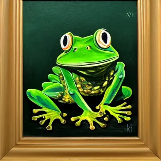 Prompt: frog knight, painting,