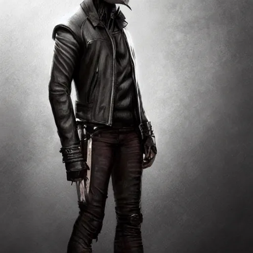 Prompt: a full body shot of pinhead, Long leather jacket. cinematic lighting, highly detailed, digital painting, concept art, smooth, sharp focus, illustration, art by Artgerm and Greg Rutkowski, Cgsociety