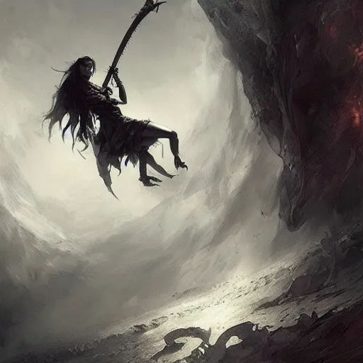 Image similar to death swinging her scythe, hyperdetailed, artstation, cgsociety, by greg rutkowski, by Gustave Dore