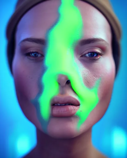 Image similar to face, portrait of a beautiful slime woman | | deviantart, realistic, dramatic shadowing, 8 k, hd, octane render, perfect