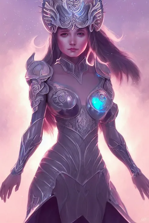 Image similar to an attractive young girl clothed in ethereal armor emitting psychic power, psychic, psychic powers, detailed, highly detailed, hyper detailed, trending on tumblr, by artgerm, by loish, fantasy scene, fantasy aesthetic, trending on Artstation