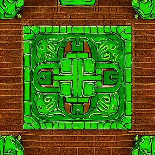 Prompt: hand painted green nature dungeon tiles texture with perfect details, symmetry, digital art