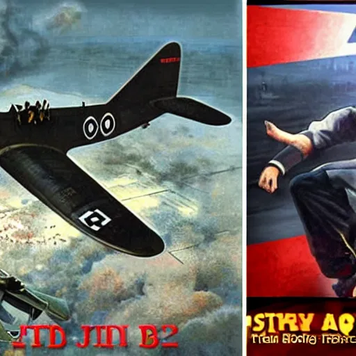 Image similar to adolf hitler fights kim jon il in world war 2 bomber photorealistic