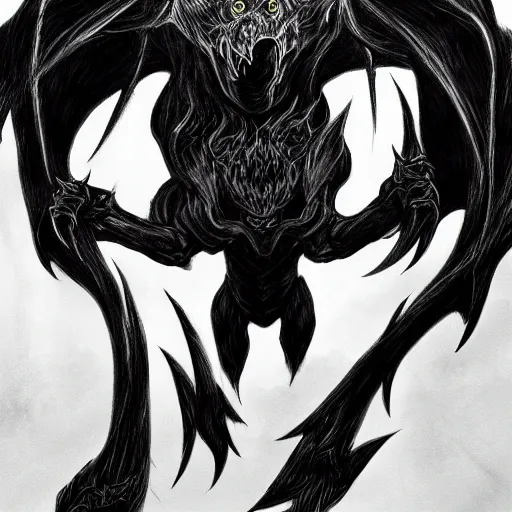 Prompt: full body grayscale drawing by Anato Finnstark of wingless balrog in heroic pose, swirling flames