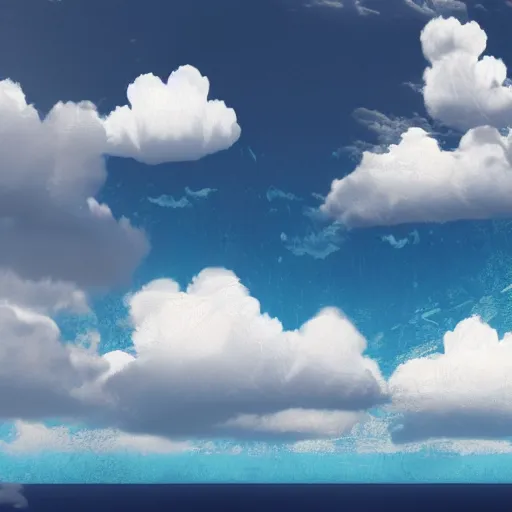 Image similar to puffy peaceful clouds, matte painting, 4k