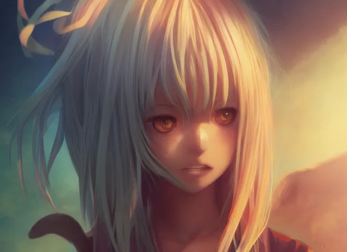 Image similar to rimuru playing chess, with amber eyes of golden colored eyes, straight hair, sky blue hair, long bangs, high collar, concept art, award winning photography, digital painting, cinematic, by wlop, anime key visual, wlop, 8 k, by ross tran, tom bagshaw, andy warhol