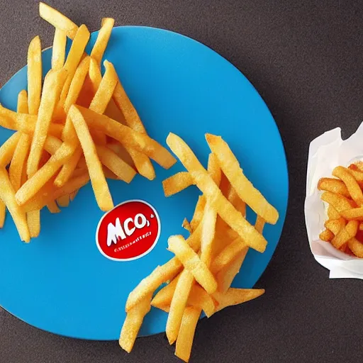 Prompt: a promocional image of the new Mcdonald´s fries made of fish