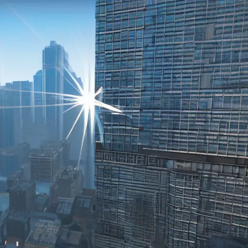 Image similar to Michael Jackson as spiderman, light reflection through buildings, 4K Unreal Engine Unity style