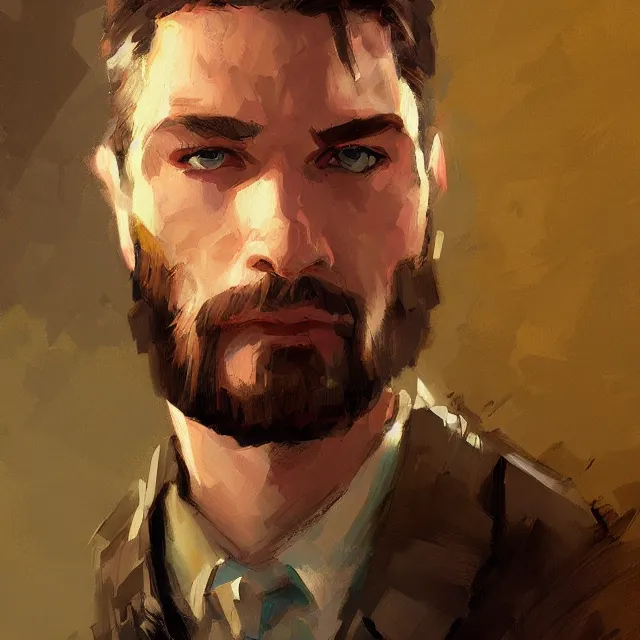 Image similar to steve from minecraft, portrait, elegant, intricate, digital painting, artstation, concept art, smooth, sharp focus, illustration, art by konstantin korovin and daniel f. gerhartz and john howe