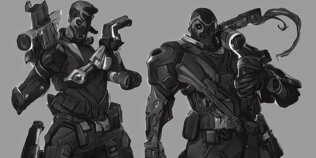 Prompt: Gabriel Reyes, Reaper, Overwatch, game art, concept art