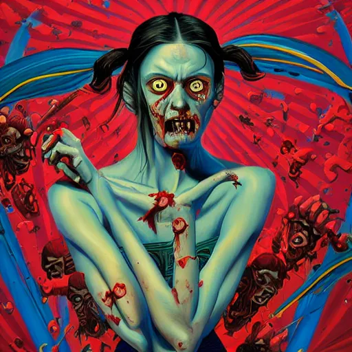 Prompt: zombie apocalypse, religious painting, tristan eaton, victo ngai, artgerm, rhads, ross draws