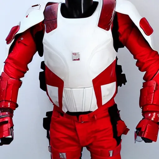 Prompt: futuristic red and white swat space armor