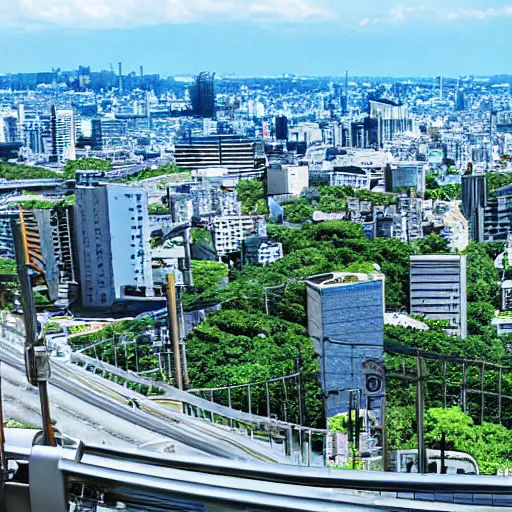 Prompt: Overlooking a modern city, summer sunny day, by Makoto Shinkai, super wide angle, high quality