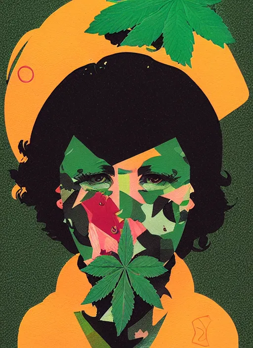 Image similar to profile picture by sachin teng x bape, marijuana, organic painting, asymmetrical, green, marijuana smoke, matte paint, hard edges, energetic