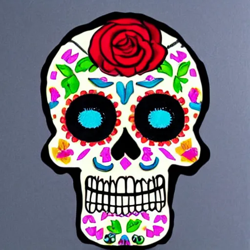 Image similar to a sugar skull in the style of pixar