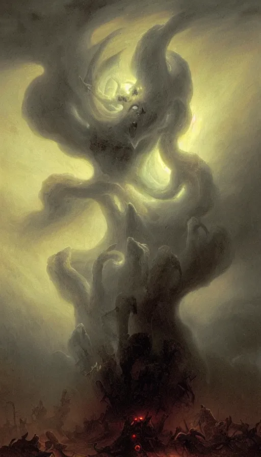 Image similar to a storm vortex made of many demonic eyes and teeth, by ivan aivazovski,