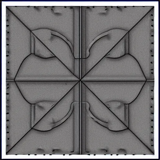 Prompt: “ flat normal map texture with sci for panels, chamfers, bolts, tubes, fittings, nernies, ultra high details ”