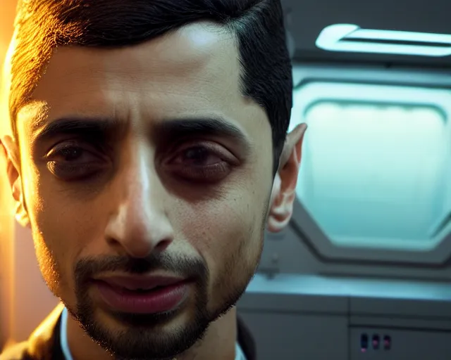 Prompt: highly detailed portrait of riz ahmed as an android in a space shuttle, in detroit : become human, stephen bliss, unreal engine, fantasy art by greg rutkowski, loish, rhads, ferdinand knab, makoto shinkai and lois van baarle, ilya kuvshinov, rossdraws, tom bagshaw, global illumination, radiant light, detailed and intricate environment