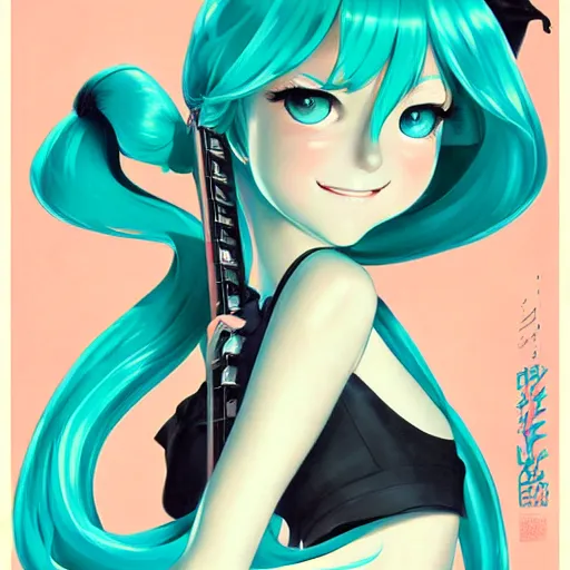 Image similar to Hatsune Miku poster by Gil Elvgren and Daniela Uhlig