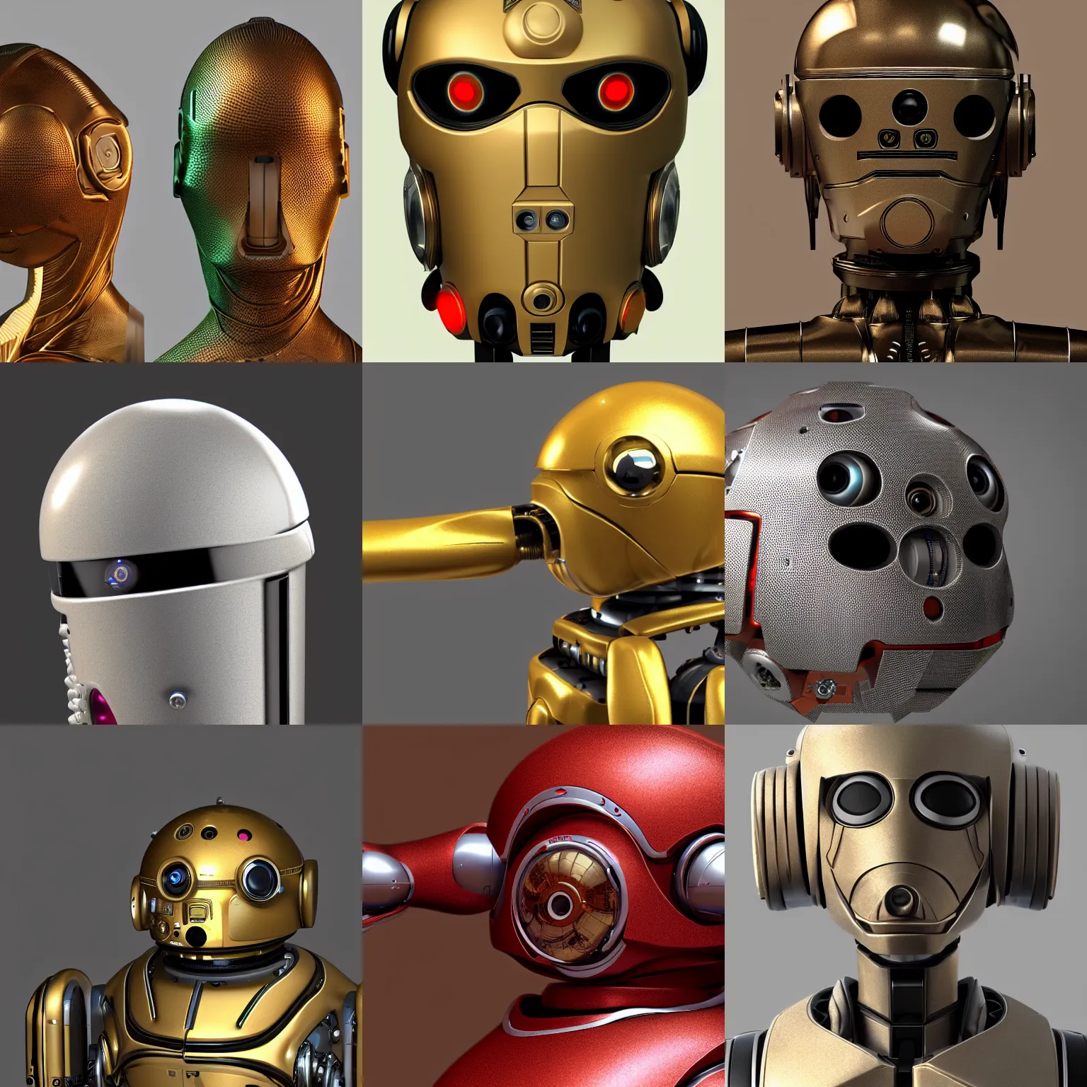 Prompt: portrait of high detailed realistic droid's fancy design but made from blender - 8K with ray tracing