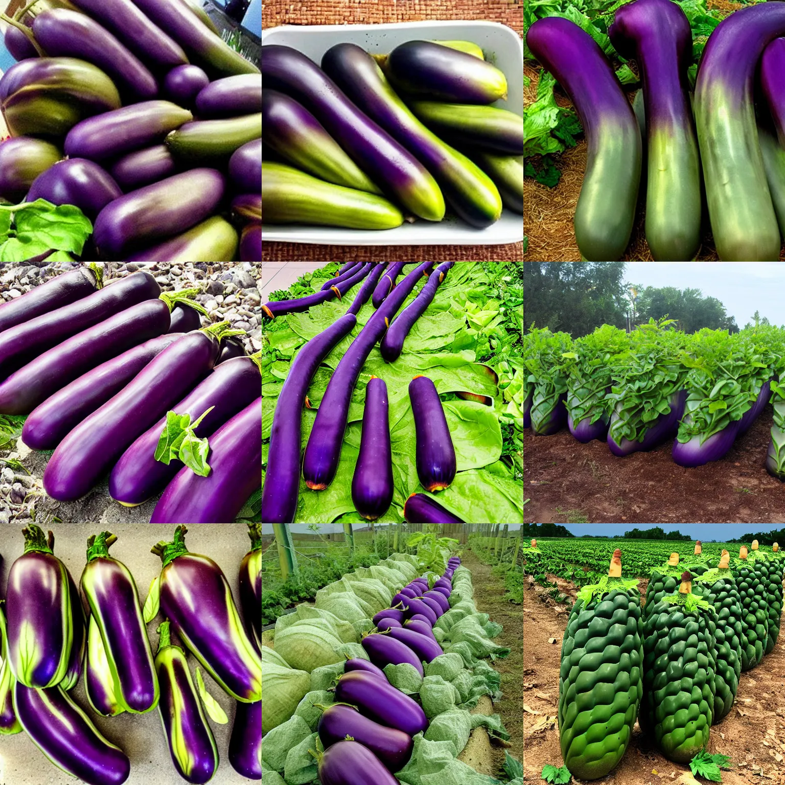 Prompt: tidal wave of eggplants