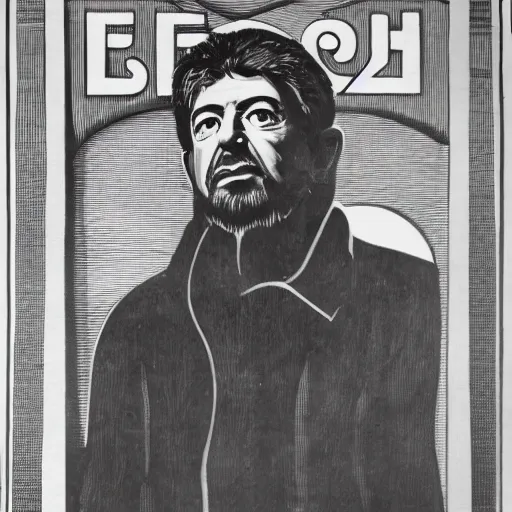 Image similar to portrait of Mélenchon, the prophet of the Common People, in the manner of Soviet propaganda, high details, symmetrical face