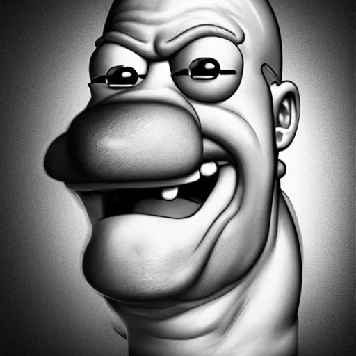 Image similar to realistic portrait of homer simpson drooling with his mouth wide open, by artgerm