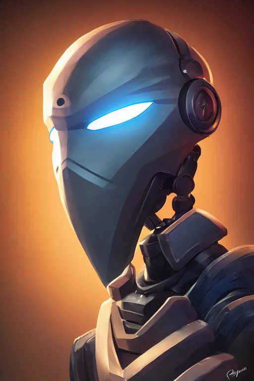 Image similar to epic mask helmet robot ninja portrait stylized as fornite style game design fanart by concept artist gervasio canda, behance hd by jesper ejsing, by rhads, makoto shinkai and lois van baarle, ilya kuvshinov, rossdraws global illumination radiating a glowing aura global illumination ray tracing hdr render in unreal engine 5