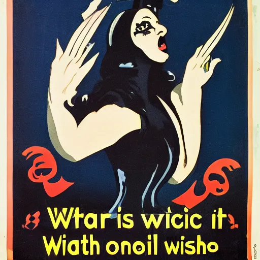 Image similar to anti - witch modern propaganda poster