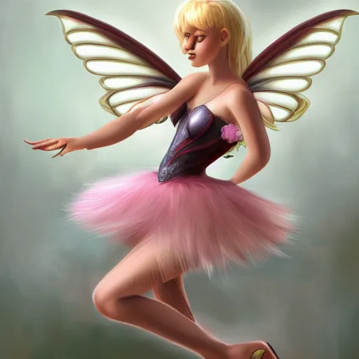 Prompt: blonde fairy ballerina, fantasy, highly detailed, digital painting, concept art, sharp focus