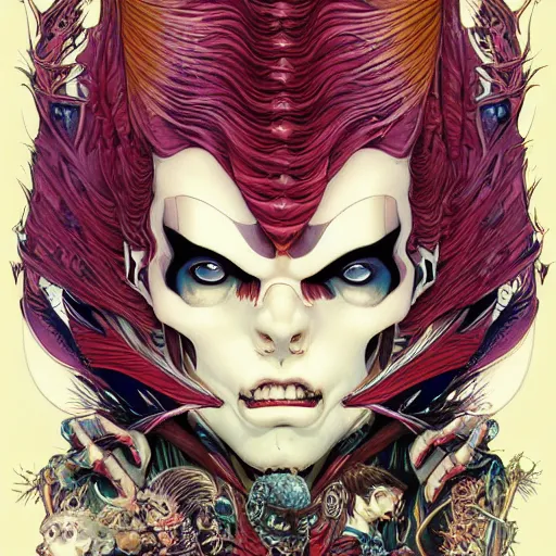 Image similar to portrait of crazy mystique, symmetrical, by yoichi hatakenaka, masamune shirow, josan gonzales and dan mumford, ayami kojima, takato yamamoto, barclay shaw, karol bak, yukito kishiro