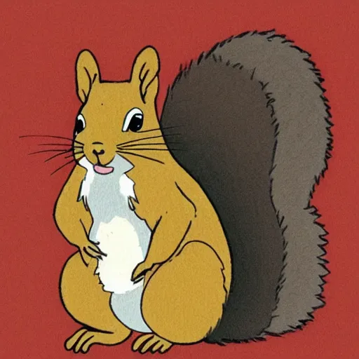 Prompt: a squirrel drawn by studio ghibli