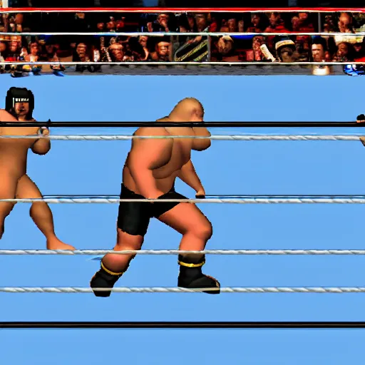 Prompt: WWE wrestling, PS2 game screenshot