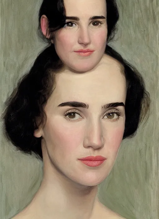 Image similar to portrait of young Jennifer Connelly by John Currin