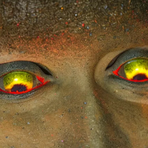 Image similar to sect of biboran, man's with red glowing eyes