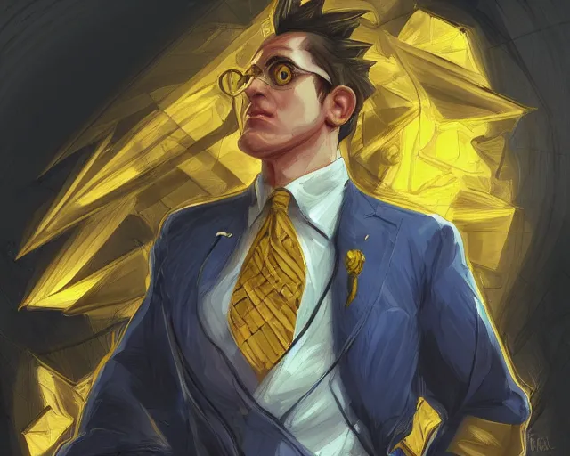 Prompt: sonic the hedgehog, mustard yellow dress shirt and necktie, focus, d & d, intricate, elegant, highly detailed, digital painting, artstation, concept art, matte, sharp focus, illustration, hearthstone, art by artgerm and greg rutkowski and alphonse mucha